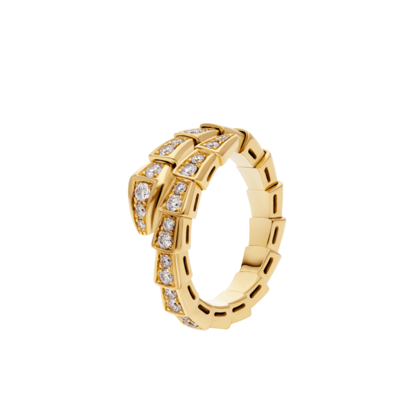 Bob snake glitz yellow gold ring set with full pavé diamonds