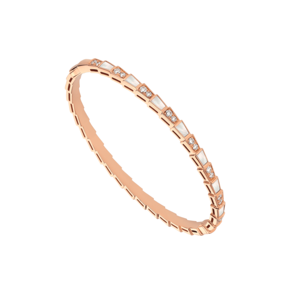 Bob snake Taylor rose gold bangle bracelet set with diamonds
